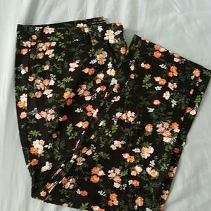 Dark Floral Ankle Pants Sz 16