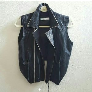 Real leather crop vest