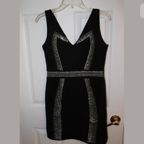 ASOS RIBBED STUDDED BLACK DRESS