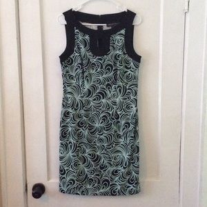 Connected apparel black and mint swirly dress