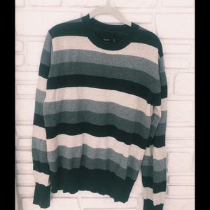 Hurley black, grey, white stripped sweater
