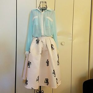 Sheer aqua long sleeve top