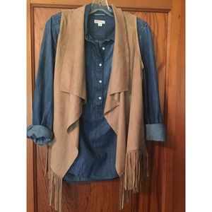 NWT Dry Goods Tan Faux Suede Fringe Vest