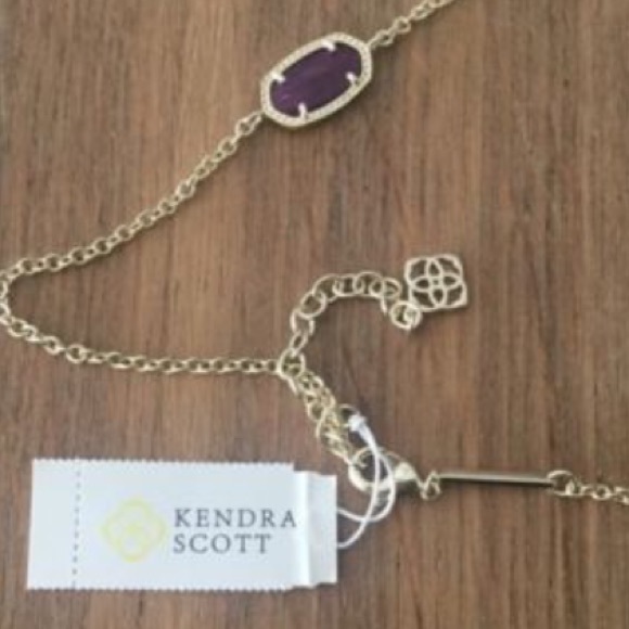 Kendra Scott Long Kelsie Necklace in Purple & Gold - Picture 2 of 2