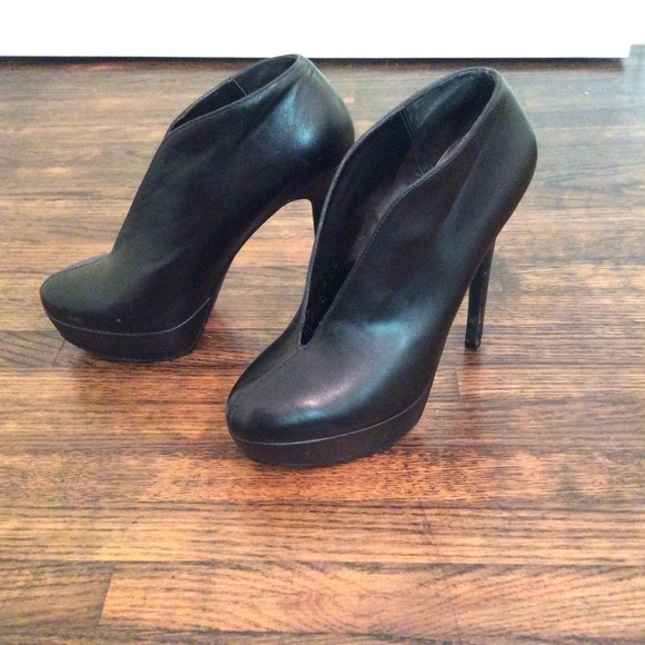 black leather booties