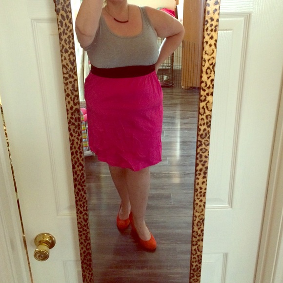 Color Block Sleeveless Dress - Pink/Black/Gray - Picture 1 of 4