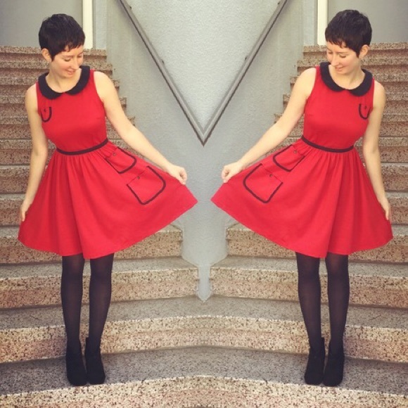 Feeling Mighty Refined red Mod Retro dress Size M