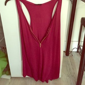 Wine Red Zipper Tank
