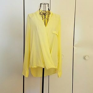 Yellow long sleeve cross top