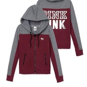 Maroon VS PINK zip-up sweater
