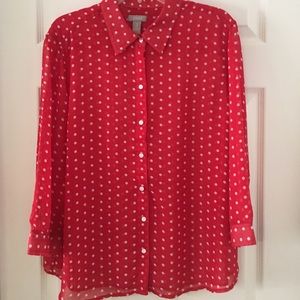 Chico's size 3 top.  Red and white poke a dot.
