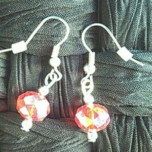 Red sparkly earrings
