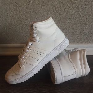 adidas original's all white top ten hi's. (Men's)