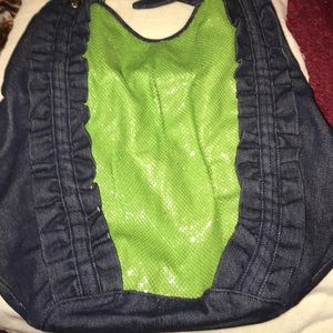 Authentic denim and mash hobo bag