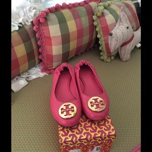 Tory Burch "Reva" Pink Leather Ballet Flats size 8