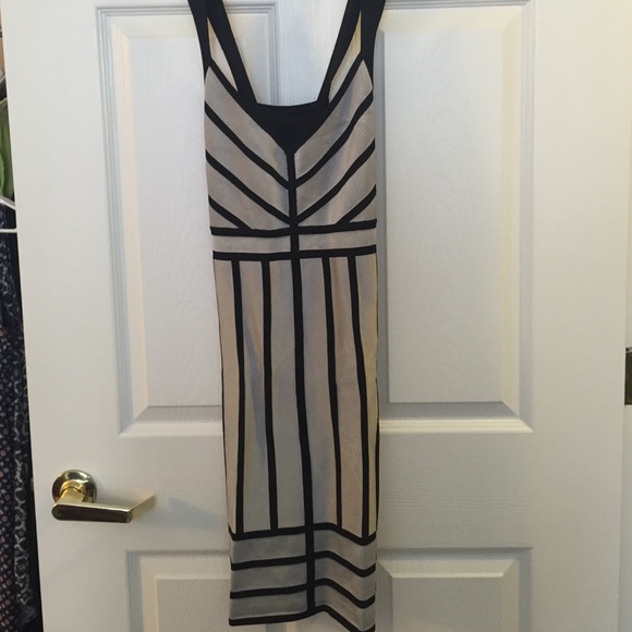 Grey & Black Striped Bandage Dress