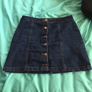 Button Front Denim Skirt