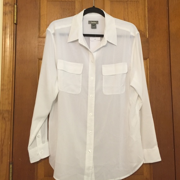 Neiman Marcus Sheer Button Down Blouse