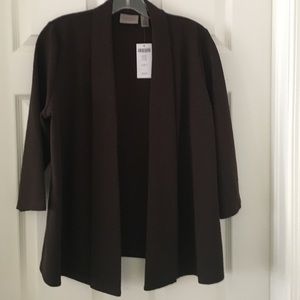 Chico's Easy Wear Jacket in Cocoa Brown 3/4 sleeve