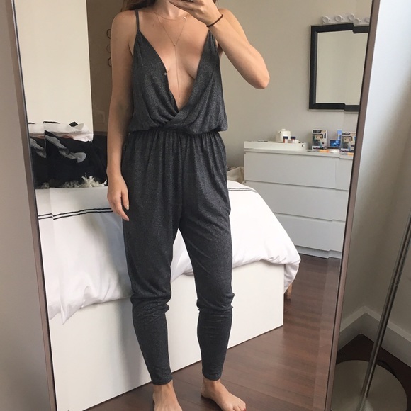 Grey comfy backless jump suit