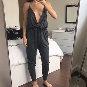 Grey comfy backless jump suit