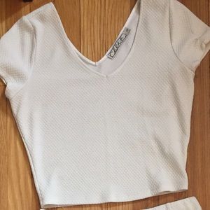 Nordstrom Ivory Two piece set- crop and skirt