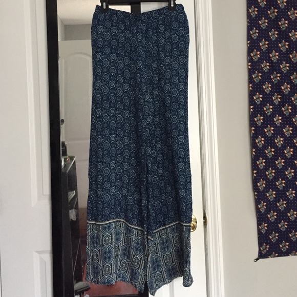 Patterned Wide Leg Pants