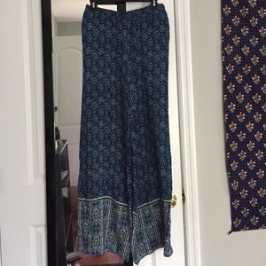 Patterned Wide Leg Pants