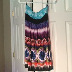 Multi colored strapless dress