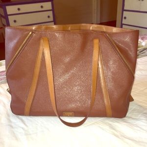 Large Fossil Camel Brown Tote Leather Purse