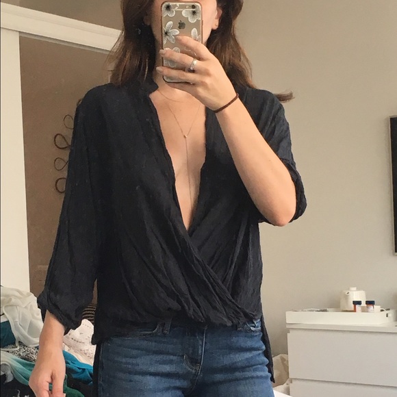 Deep plunge blouse