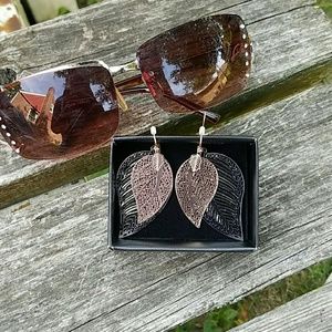 Double leaf earrings