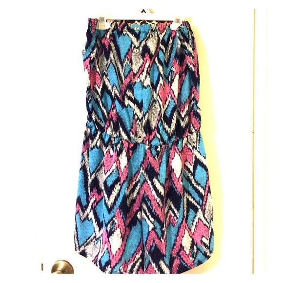 Blue Pink tube top romper