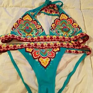 Bright blue patterned VS bikini Never worn