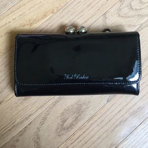 Black Ted baker wallet with bull dog detail inside