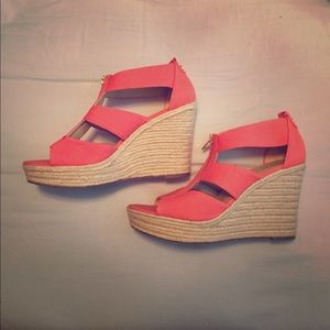 NWOT Michael Kors Damita Canvas Espadrille Wedges