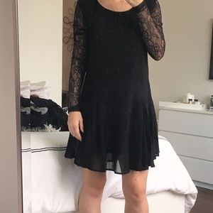 Black drop waist frock dress