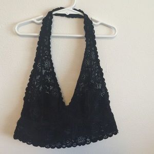 Black Lace Halter Bralette