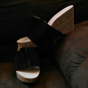 Black suede with cork wedge platform Nine West sli