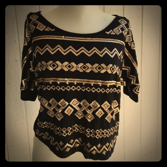 Gold and black crop top