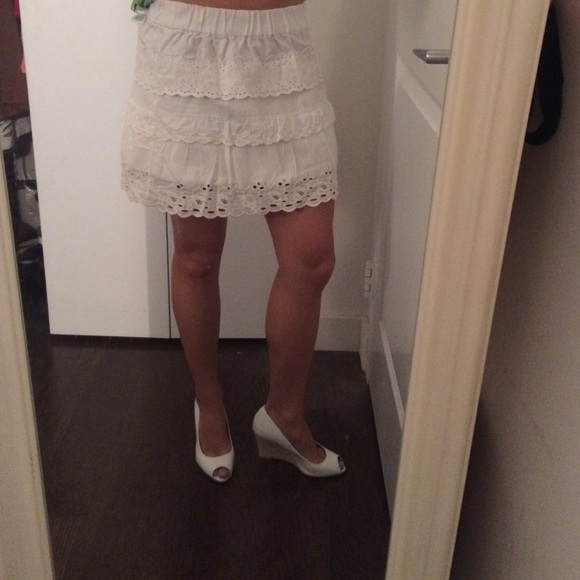 J. Crew cotton white lace skirt. Barely worn!