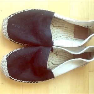 Tory burch black and white woven espadrille flats