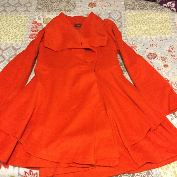 Red orange pea coat