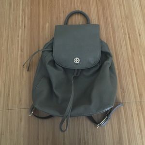 Tory Burch grey leather backpack