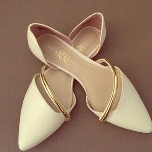 Rock & Republic white flats with gold metal trim