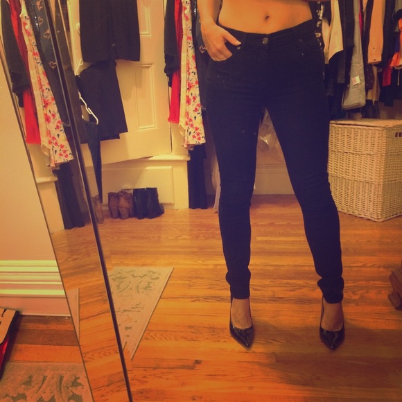 7 for all mankind gwenevere skinny jeans in black