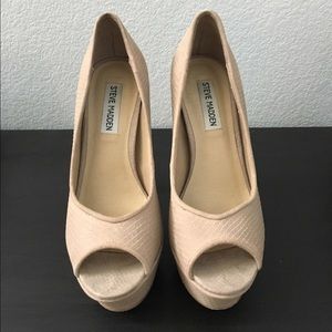Nude peep toe heels