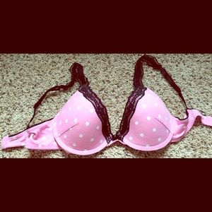 Pink and white push-up bra