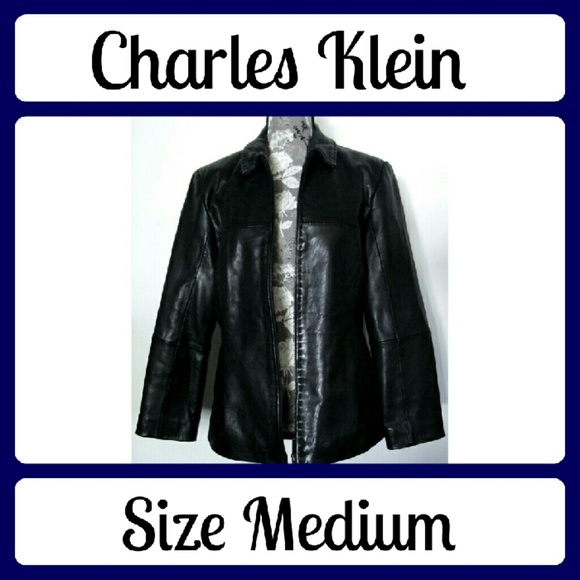 Charles Klein Jackets & Blazers - Charles Klein Leather Jacket Coat Black Zipper