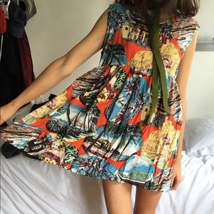 Art print babydoll dress